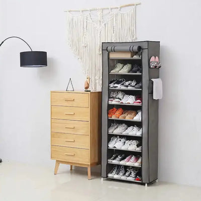 Fabric Cabinet Shelf, XL Shoe Rack Footwear 160x60x30 cm Footwear Shelf Metal Frame Stable Solid