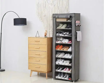 Fabric Cabinet Shelf, XL Shoe Rack Footwear 160x60x30 cm Footwear Shelf Metal Frame Stable Solid