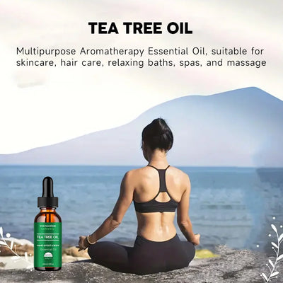 Tea tree essential oil for skin care, massage, shower, diffuser relaxing essential oil for face, body, nails, hair, skin care