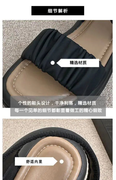 Girls Beach Sandals Beautiful Fold Pattern Babies Shoes Lovely Kids Outside Footwear Children's Non-slip Soft Bottom Footwear