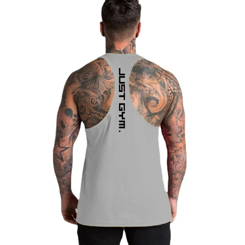 Gym Sports Mens Bodybuilding Muscle T-shirts Fashion Casual Cotton Breathable Striped Weightlifting Summer Basketball Tank Top