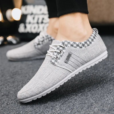 Brand Casual Shoes for Men Lace-up Linen Cloth Breathable Mens Canvas Shoes Moccasins Flats Driving Footwear Zapatos De Hombre