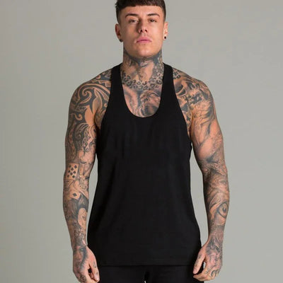 Gym Sports Mens Bodybuilding Muscle T-shirts Fashion Casual Cotton Breathable Striped Weightlifting Summer Basketball Tank Top