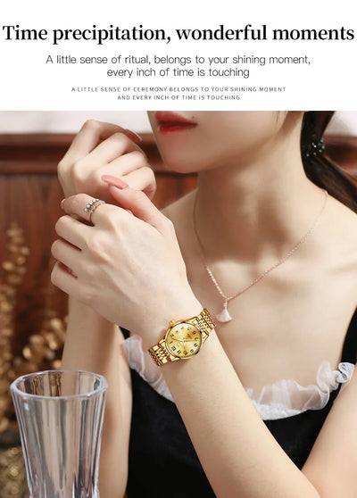 OLEVS 6666 Woman Watch Fashion Simple Digital Scale Ladies Watch Stainless Steel Waterproof Automatic Mechanical Watch for Women
