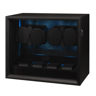 Embers Watch Winder 2 4 8 Watches Storage box Black Wood Grain Silent motor With backlight