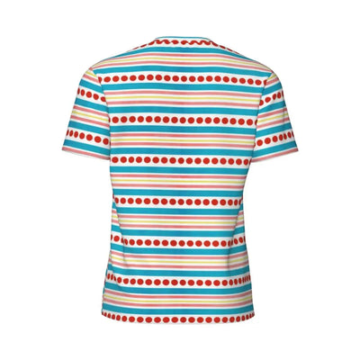 Gym T Shirt For Mens Retro Dots And Stripes T Shirts Fashion Blue Line Design Summer Tees O Neck Basic Graphic Clothes Plus Size