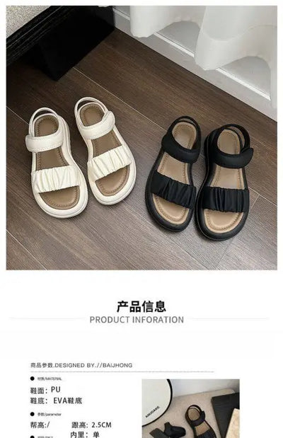 Girls Beach Sandals Beautiful Fold Pattern Babies Shoes Lovely Kids Outside Footwear Children's Non-slip Soft Bottom Footwear