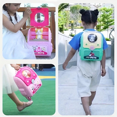 Pet Care Play Set Doctor Kit for Kids, Doctor Pretend Play Vet Dog Grooming Toys Puppy Dog Carrier Feeding Dog Backpack