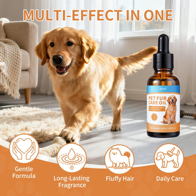 Pet Fur Care Oil Detangles Reduces Shedding Adds Shine Leave-In Conditioner for Dogs Cats