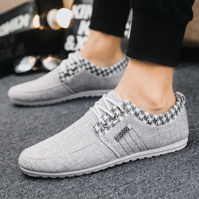 Brand Casual Shoes for Men Lace-up Linen Cloth Breathable Mens Canvas Shoes Moccasins Flats Driving Footwear Zapatos De Hombre