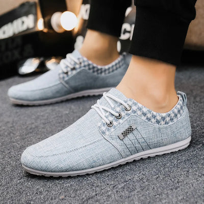 Brand Casual Shoes for Men Lace-up Linen Cloth Breathable Mens Canvas Shoes Moccasins Flats Driving Footwear Zapatos De Hombre