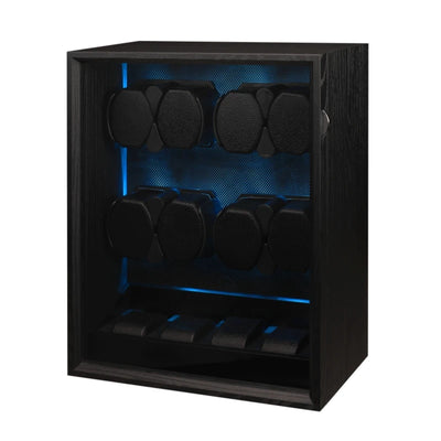 Embers Watch Winder 2 4 8 Watches Storage box Black Wood Grain Silent motor With backlight