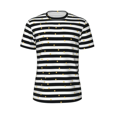 Gym T Shirt For Mens Retro Dots And Stripes T Shirts Fashion Blue Line Design Summer Tees O Neck Basic Graphic Clothes Plus Size