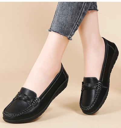 Shoes Women 2025 New Loafers Slip On Flats Leather Shoes Woman Comfortable Flat Shoes Women White Zapatos Mujer Women's Footwear