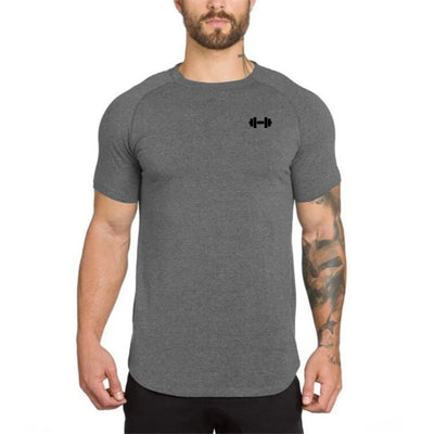 Gym Bodybuilding Workout Muscle Sportswear Mens Casual Short-sleeved Cotton Clothing Summer Fitness Breathable Slim Fit T-Shirts