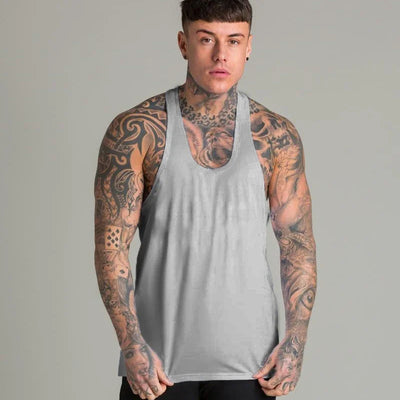 Gym Sports Mens Bodybuilding Muscle T-shirts Fashion Casual Cotton Breathable Striped Weightlifting Summer Basketball Tank Top