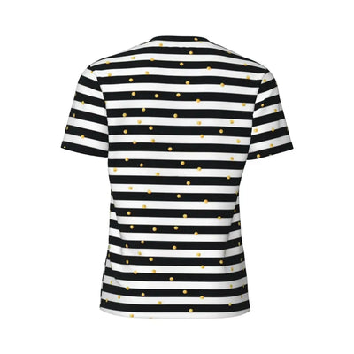 Gym T Shirt For Mens Retro Dots And Stripes T Shirts Fashion Blue Line Design Summer Tees O Neck Basic Graphic Clothes Plus Size