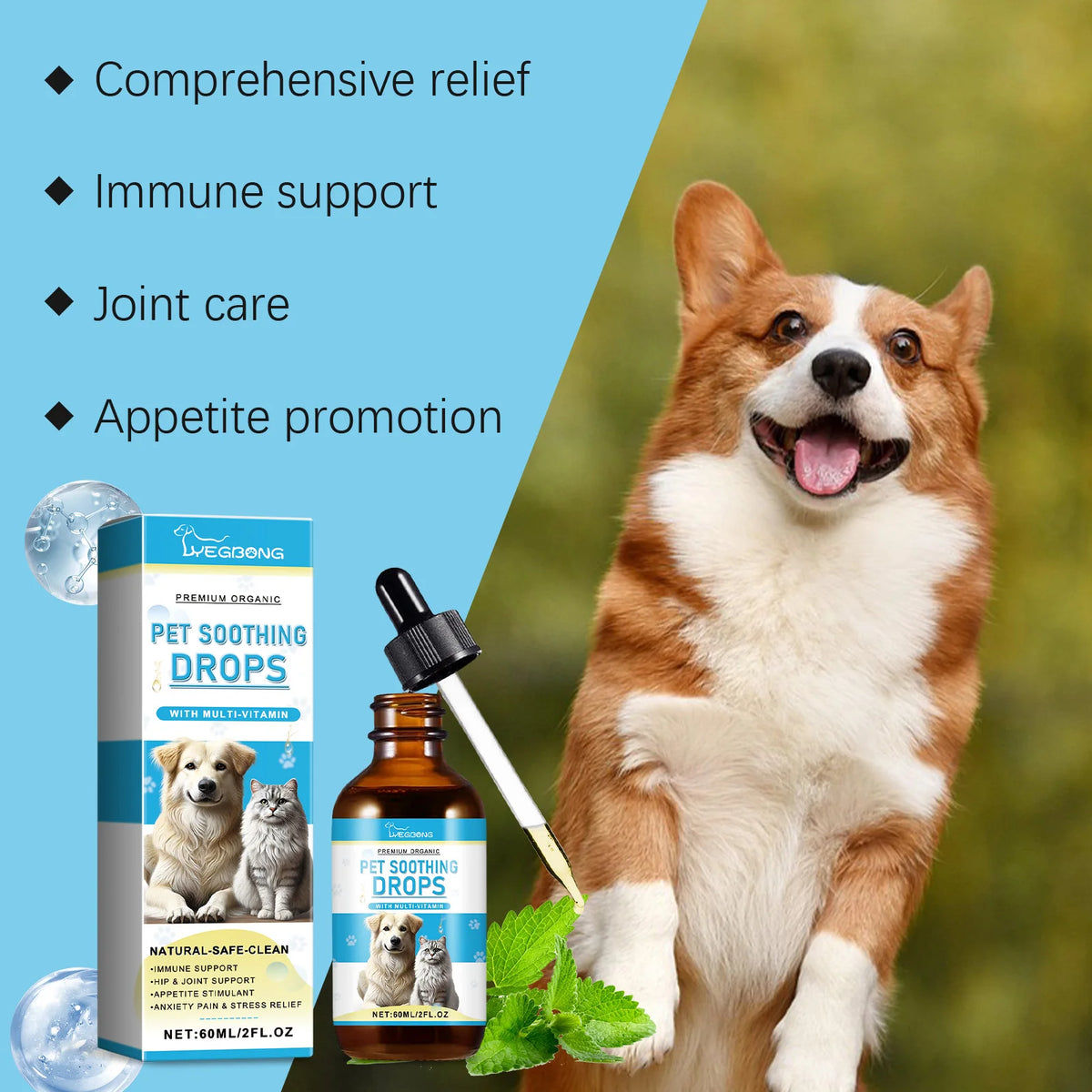 Pet Immunity Boost Care Drops to Relieve Stress and Pain, Enhance Pets' Immunity, Care Supplement for Dogs and Cats