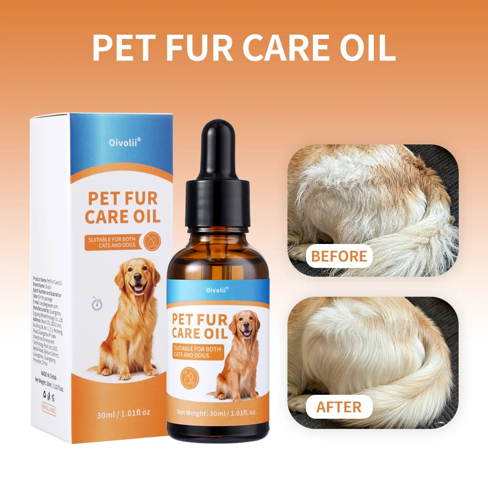 Pet Fur Care Oil Detangles Reduces Shedding Adds Shine Leave-In Conditioner for Dogs Cats