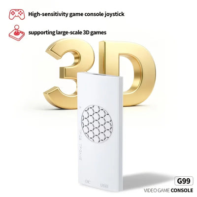 G99 plug and play TV game console, 4K high-definition output, dual wireless controllers, supports two player gaming,