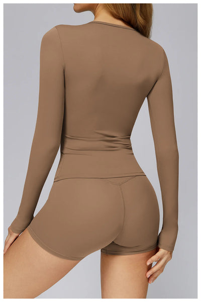 Yoga Sets Women Gym Clothing Fitness Long Sleeve Crop Tops + High Waist Leggings 2PCS Set Workout Sportswear Female Sports Suits