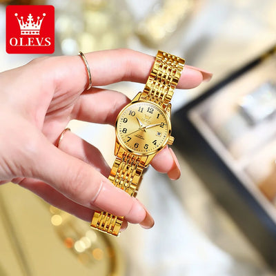 OLEVS 6666 Woman Watch Fashion Simple Digital Scale Ladies Watch Stainless Steel Waterproof Automatic Mechanical Watch for Women