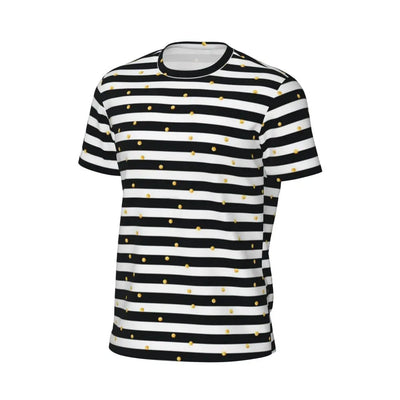 Gym T Shirt For Mens Retro Dots And Stripes T Shirts Fashion Blue Line Design Summer Tees O Neck Basic Graphic Clothes Plus Size