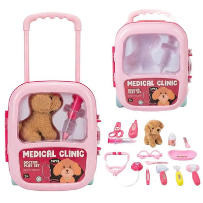 Kids Doctor Kit Pet Care Role Play Toy Set Simulation Suitcase Clinic Carry Case Educational Gift for Children