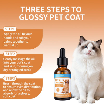 Pet Fur Care Oil Detangles Reduces Shedding Adds Shine Leave-In Conditioner for Dogs Cats
