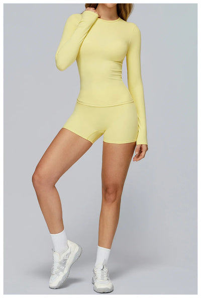 Yoga Sets Women Gym Clothing Fitness Long Sleeve Crop Tops + High Waist Leggings 2PCS Set Workout Sportswear Female Sports Suits