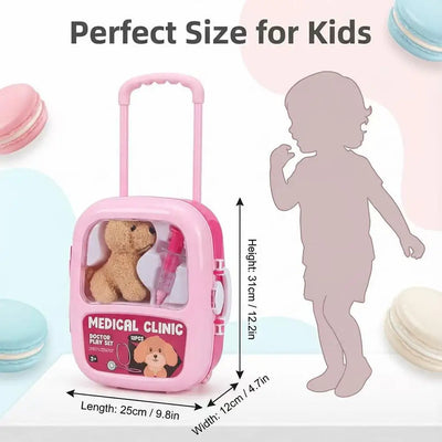 Kids Doctor Kit Pet Care Role Play Toy Set Simulation Suitcase Clinic Carry Case Educational Gift for Children