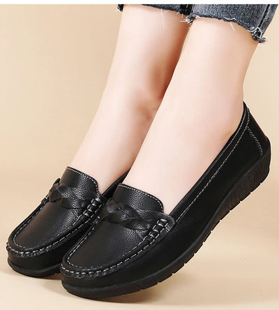 Shoes Women 2025 New Loafers Slip On Flats Leather Shoes Woman Comfortable Flat Shoes Women White Zapatos Mujer Women's Footwear