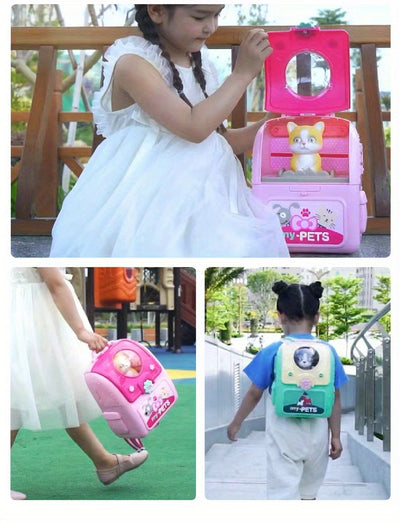 Pet Care Play Set Doctor Kit for Kids, Doctor Pretend Play Vet Dog Grooming Toys Puppy Dog Carrier Feeding Dog Backpack