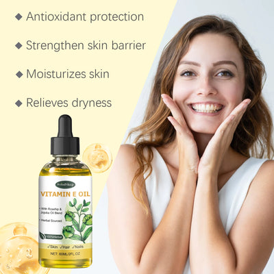 60ml Natural Vitamin E Essential Oil For Massage Skin Care Scraping Shower Face Body Nail Hair Eyelash Care Universal Daily Care