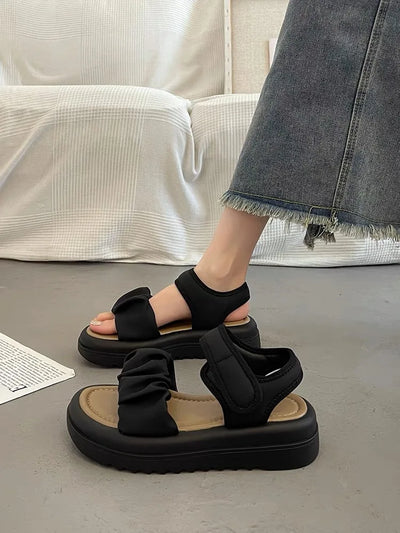 Girls Beach Sandals Beautiful Fold Pattern Babies Shoes Lovely Kids Outside Footwear Children's Non-slip Soft Bottom Footwear