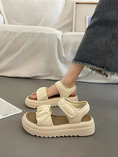 Girls Beach Sandals Beautiful Fold Pattern Babies Shoes Lovely Kids Outside Footwear Children's Non-slip Soft Bottom Footwear