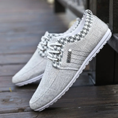 Brand Casual Shoes for Men Lace-up Linen Cloth Breathable Mens Canvas Shoes Moccasins Flats Driving Footwear Zapatos De Hombre