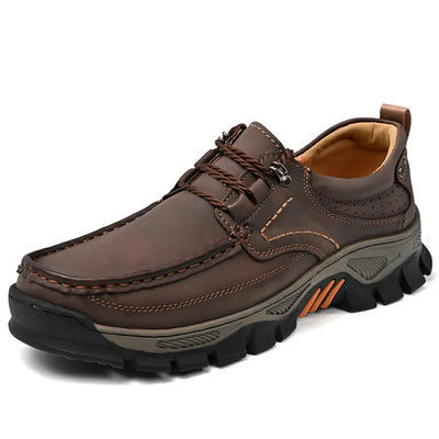 Retro Style Leather Loafers Mens Comfort Casual Shoes Breathable Male Driving Footwear Moccasin Travel Climbing Camping Footwear
