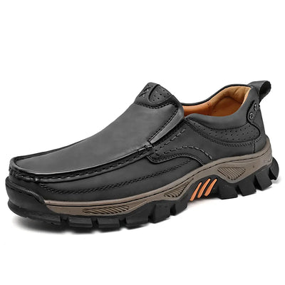 Retro Style Leather Loafers Mens Comfort Casual Shoes Breathable Male Driving Footwear Moccasin Travel Climbing Camping Footwear