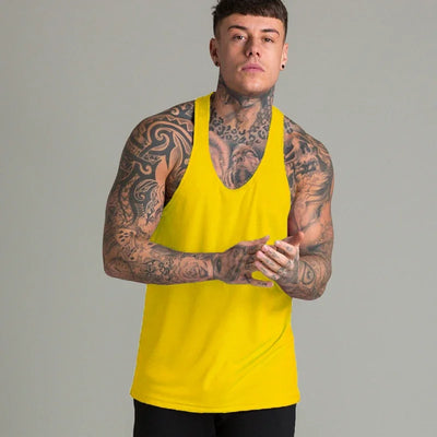 Gym Sports Mens Bodybuilding Muscle T-shirts Fashion Casual Cotton Breathable Striped Weightlifting Summer Basketball Tank Top
