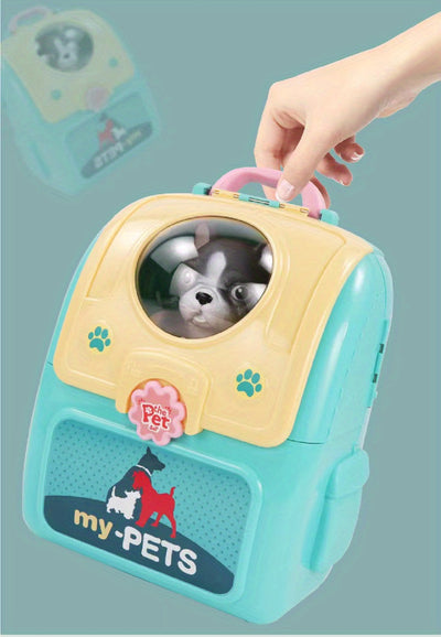 Pet Care Play Set Doctor Kit for Kids, Doctor Pretend Play Vet Dog Grooming Toys Puppy Dog Carrier Feeding Dog Backpack