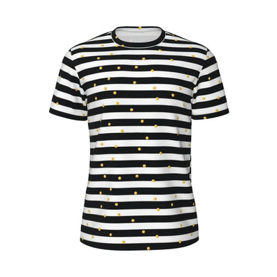 Gym T Shirt For Mens Retro Dots And Stripes T Shirts Fashion Blue Line Design Summer Tees O Neck Basic Graphic Clothes Plus Size