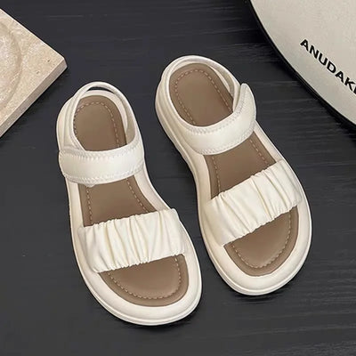 Girls Beach Sandals Beautiful Fold Pattern Babies Shoes Lovely Kids Outside Footwear Children's Non-slip Soft Bottom Footwear