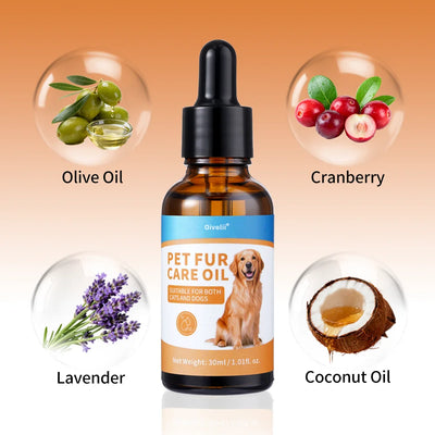 Pet Fur Care Oil Detangles Reduces Shedding Adds Shine Leave-In Conditioner for Dogs Cats