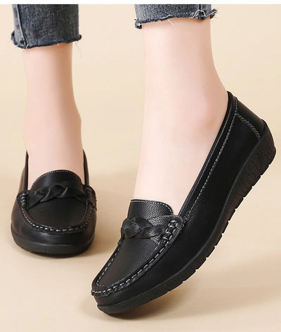 Shoes Women 2025 New Loafers Slip On Flats Leather Shoes Woman Comfortable Flat Shoes Women White Zapatos Mujer Women's Footwear
