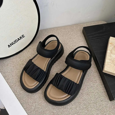 Girls Beach Sandals Beautiful Fold Pattern Babies Shoes Lovely Kids Outside Footwear Children's Non-slip Soft Bottom Footwear