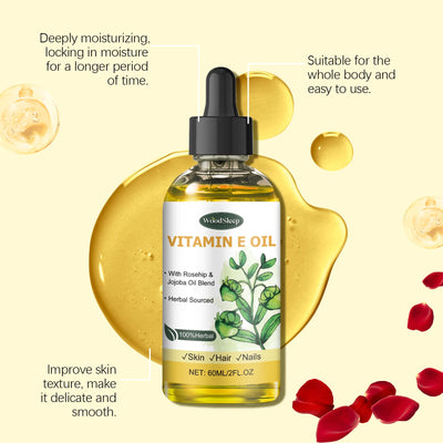 60ml Natural Vitamin E Essential Oil For Massage Skin Care Scraping Shower Face Body Nail Hair Eyelash Care Universal Daily Care