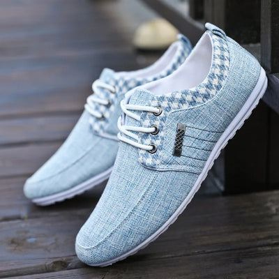 Brand Casual Shoes for Men Lace-up Linen Cloth Breathable Mens Canvas Shoes Moccasins Flats Driving Footwear Zapatos De Hombre