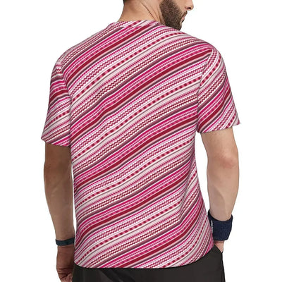 Gym T Shirt For Mens Retro Dots And Stripes T Shirts Fashion Blue Line Design Summer Tees O Neck Basic Graphic Clothes Plus Size