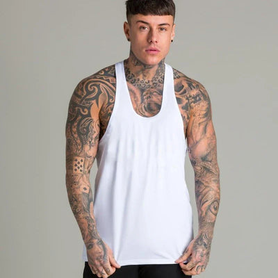 Gym Sports Mens Bodybuilding Muscle T-shirts Fashion Casual Cotton Breathable Striped Weightlifting Summer Basketball Tank Top